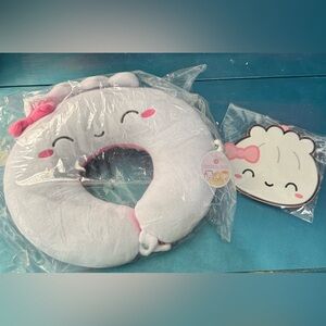 Wonton in a Million Cute White and Pink Kids Neck Pillow and Travel Tag - NWT